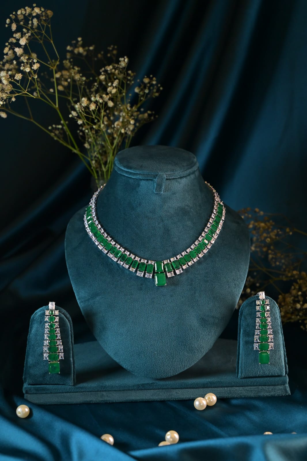 Étoile Tennis  Layer Emerald Necklace Set