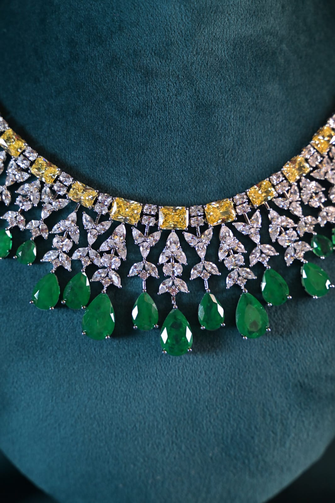 Cascade Citrine Emerald Drop Necklace Set