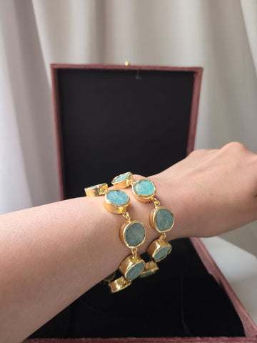 Double Layer Aqua Stone Bracelet