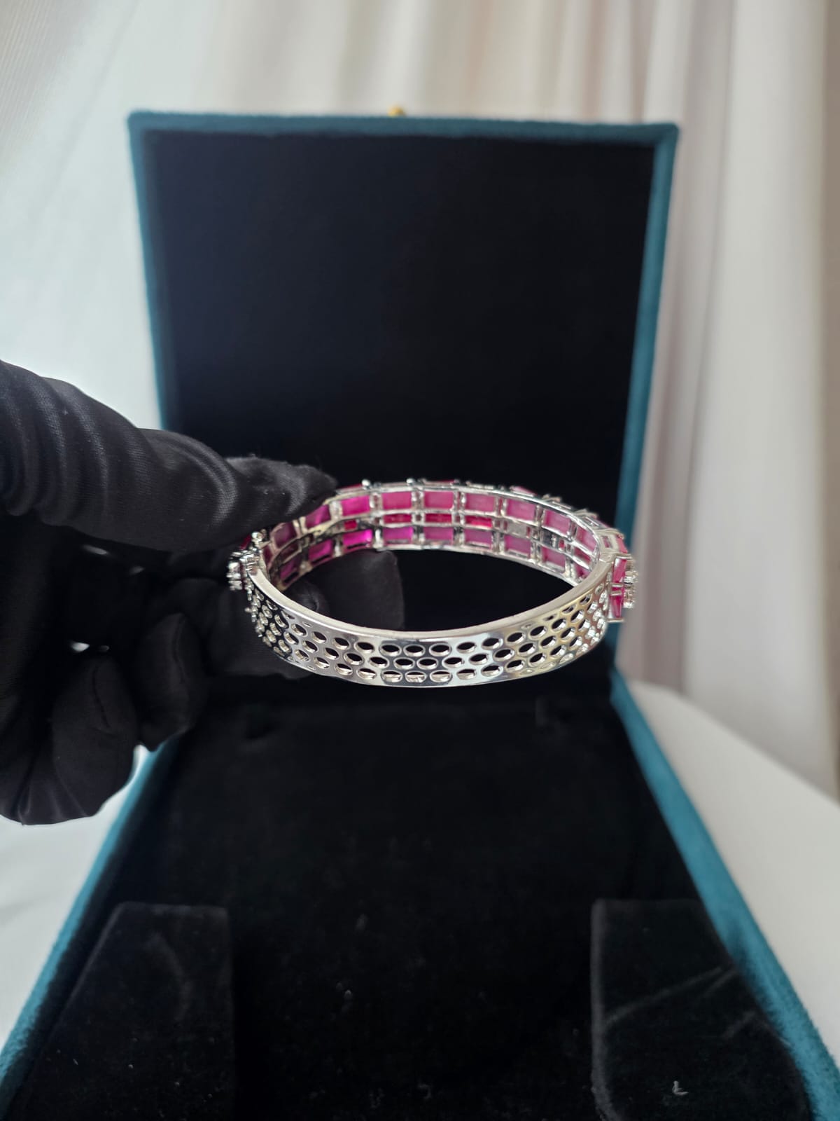 Ruby Heartline Diamond Finish Bracelet