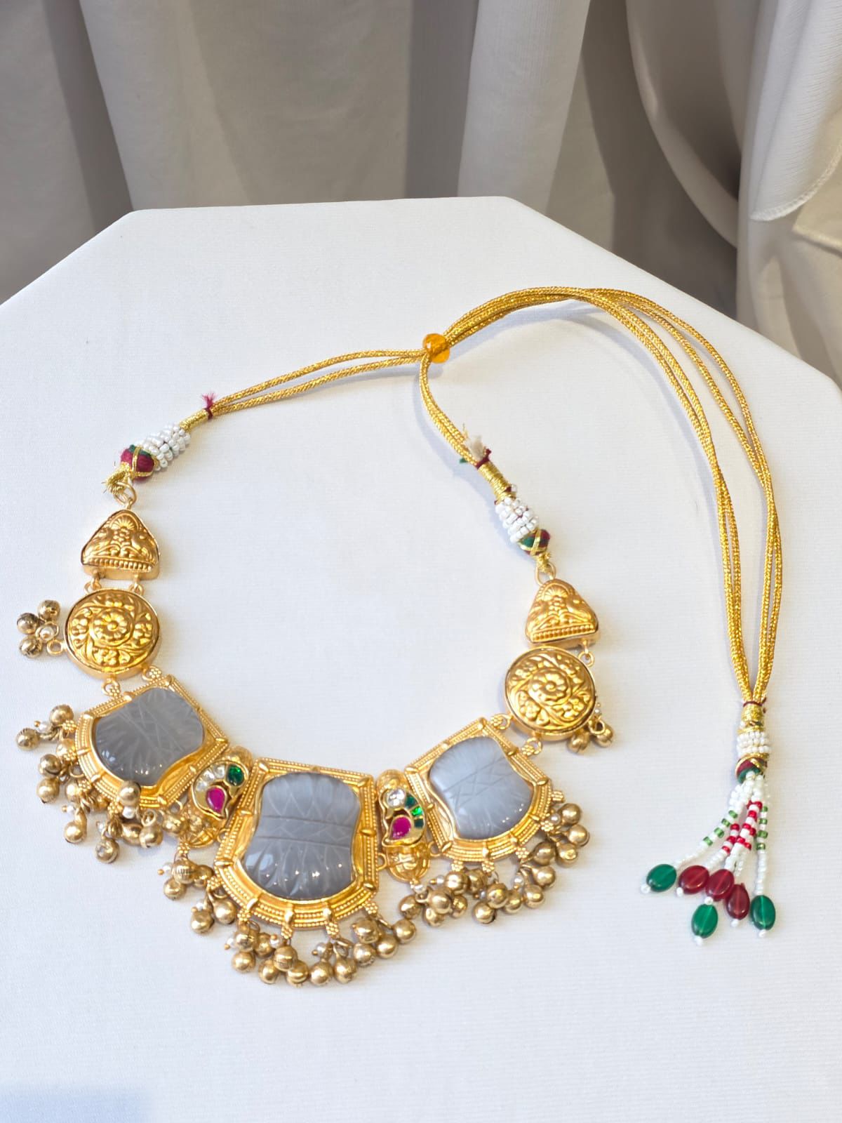 Carved Ivory Statement Necklace Set