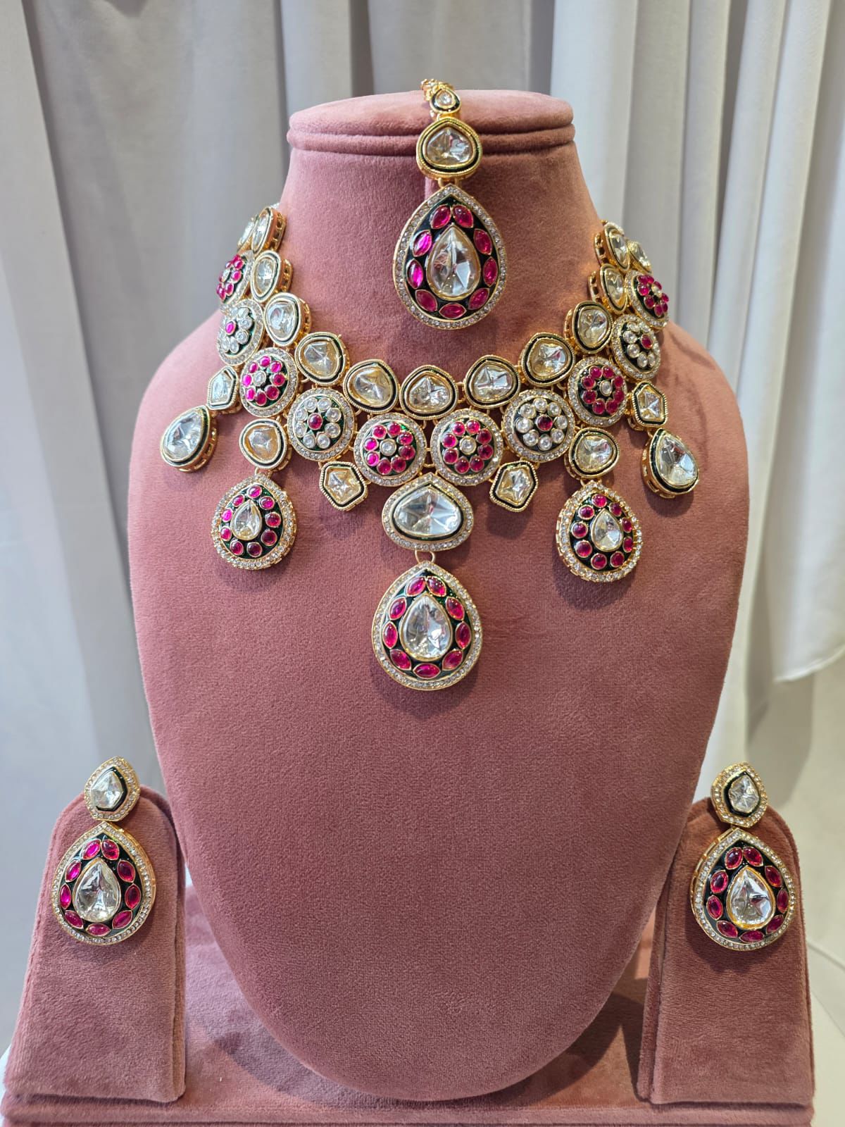 Ruby Polki Boulder Necklace Set