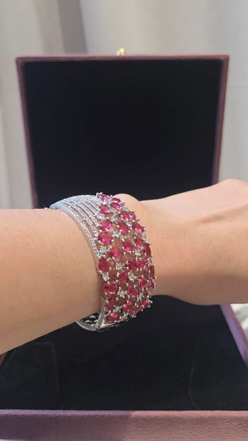 Crimson Crystal Diamond Cuff Bracelet