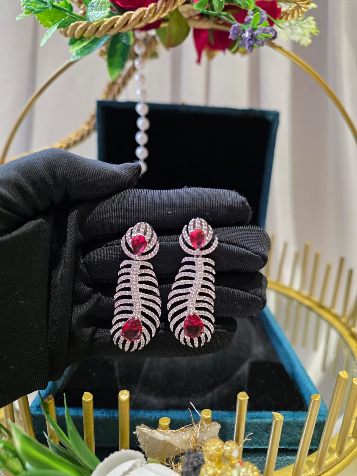 Crimson Fern Necklace