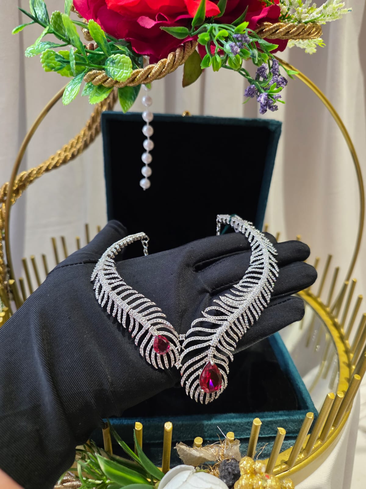 Crimson Fern Necklace