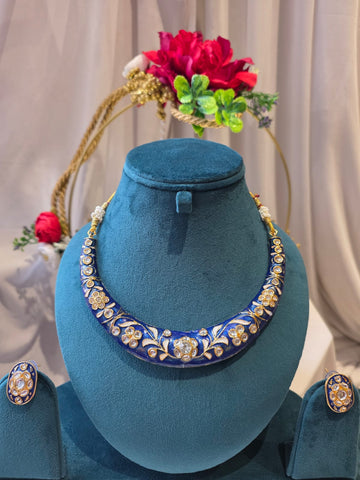 Royal Enamel Blue Necklace Set
