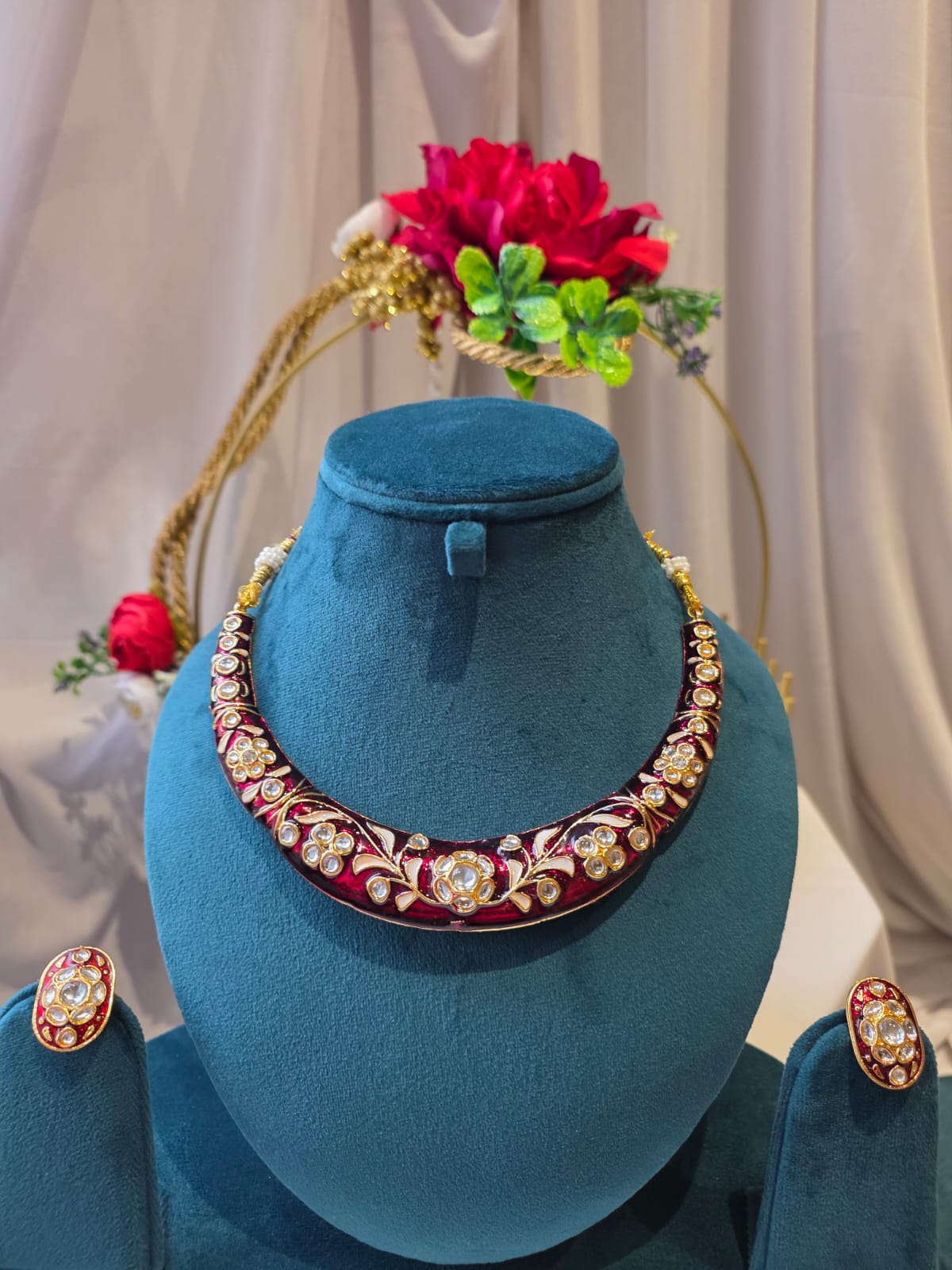 Royal Enamel Ruby Necklace Set