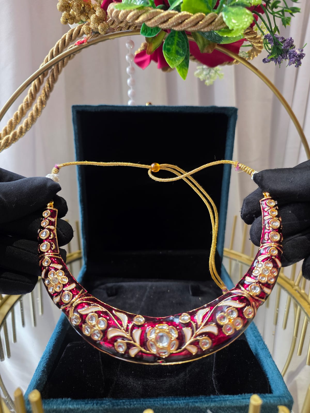 Royal Enamel Ruby Necklace Set