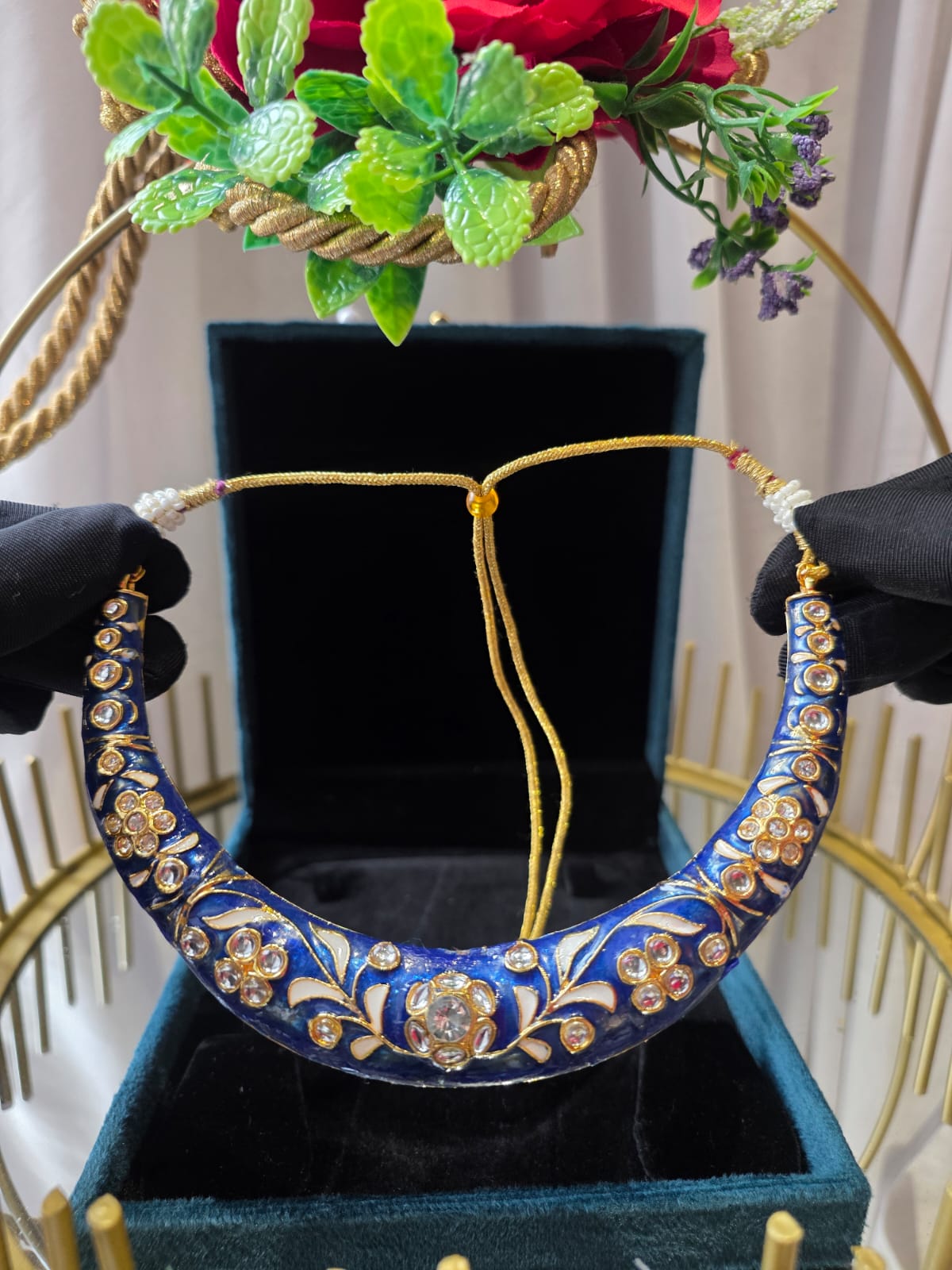 Royal Enamel Blue Necklace Set
