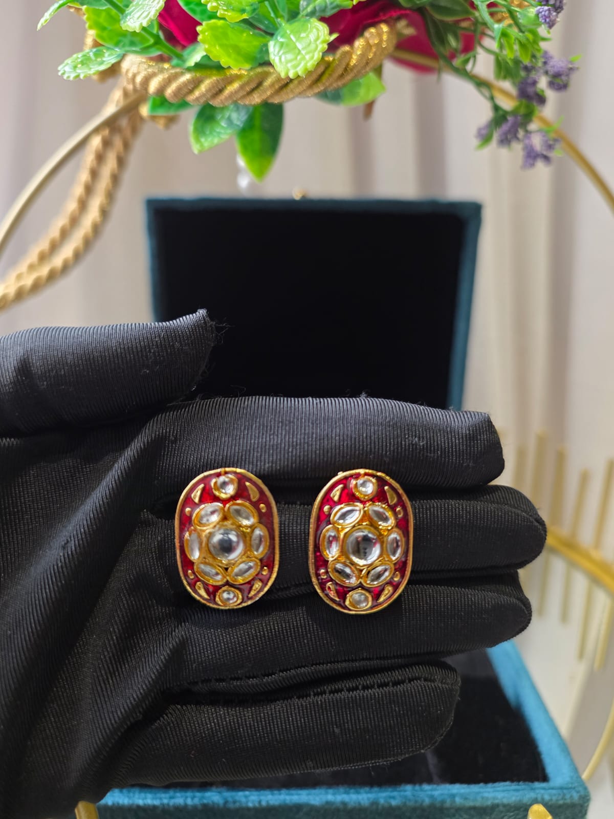 Royal Enamel Ruby Necklace Set