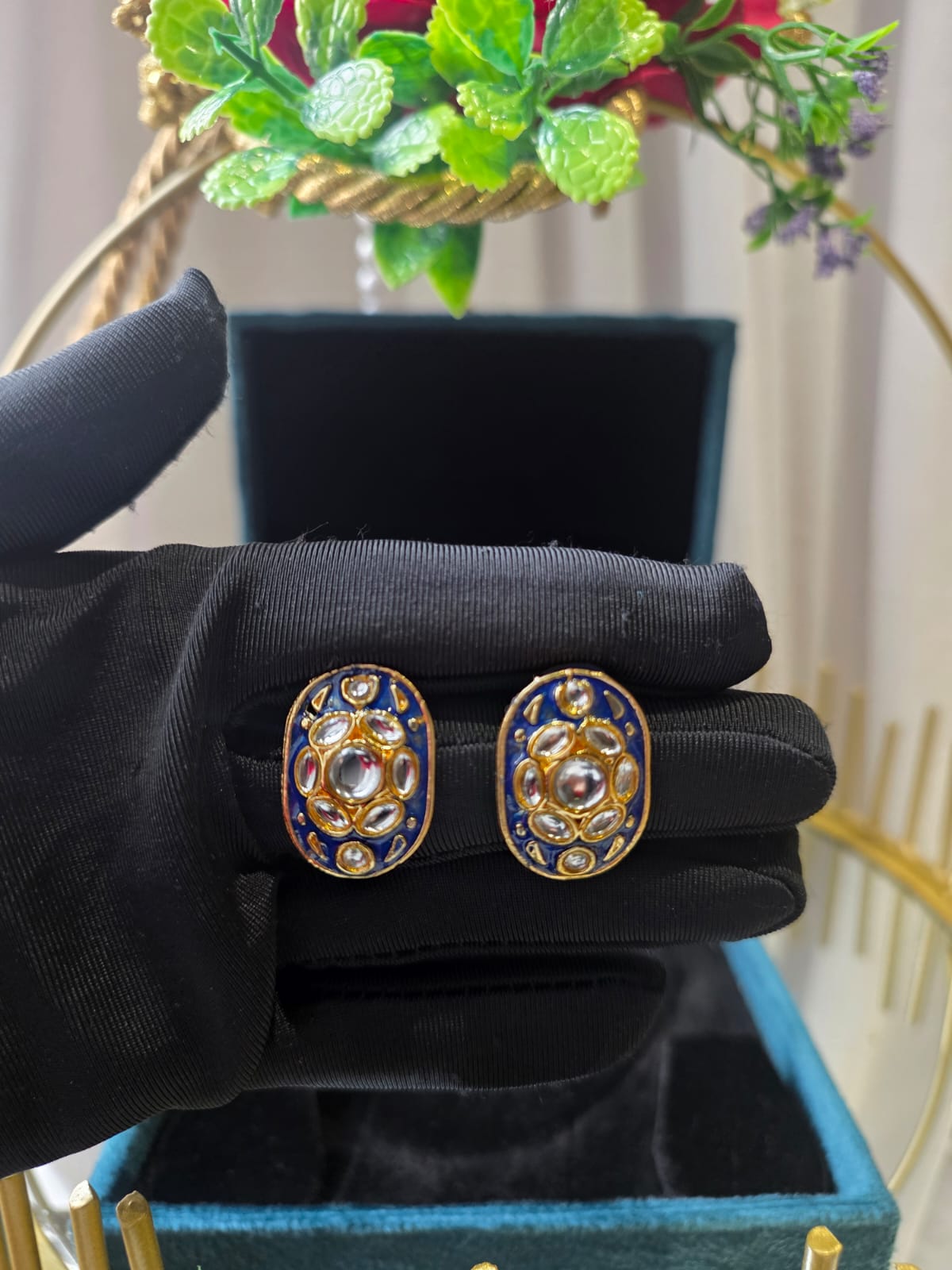 Royal Enamel Blue Necklace Set