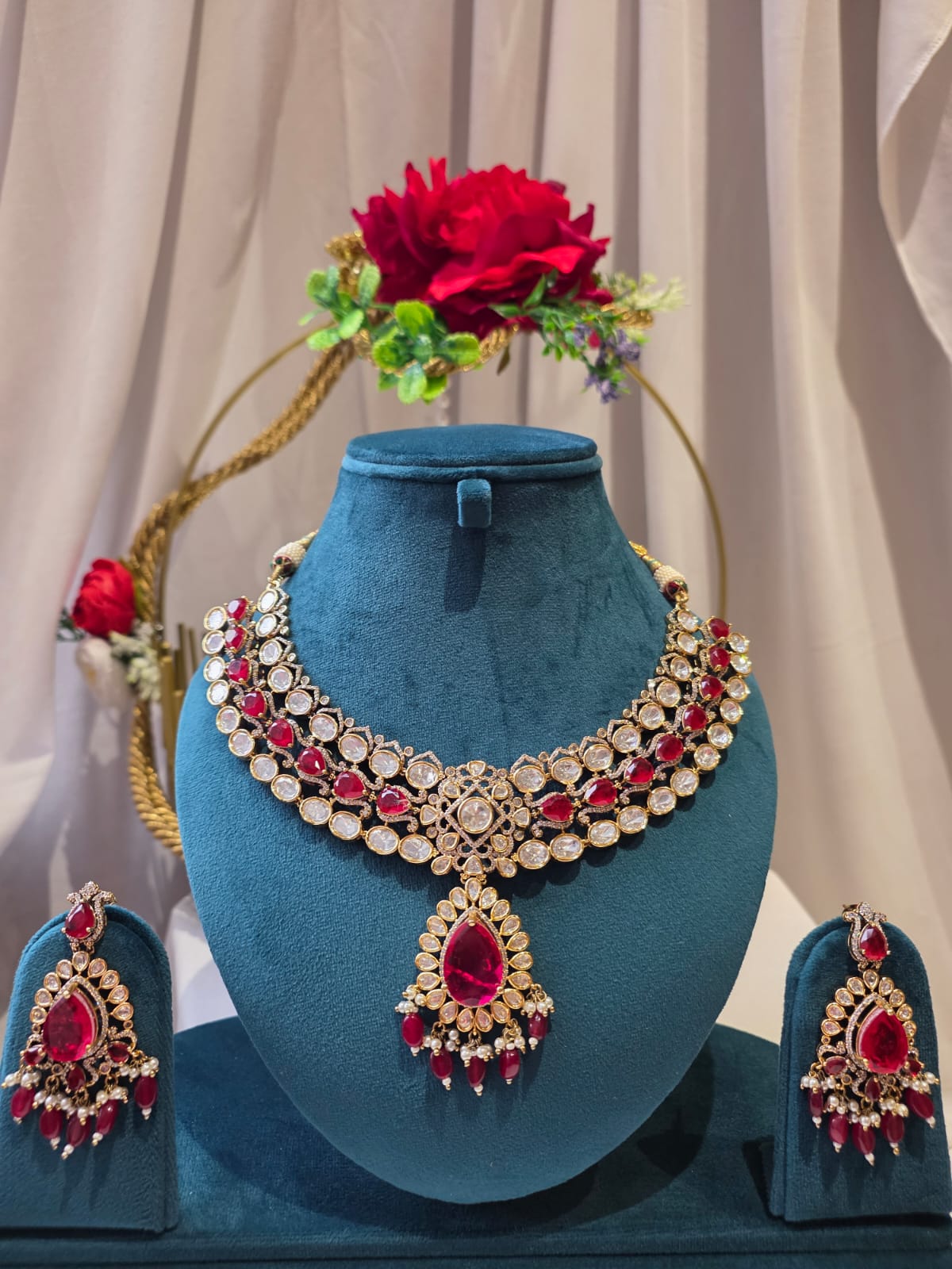 Roselle Ruby Crest Necklace Set