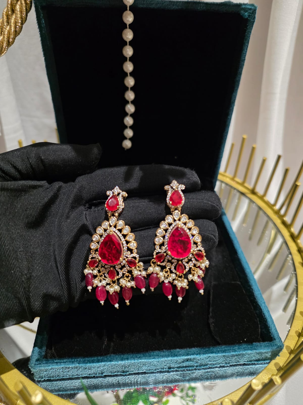 Roselle Ruby Crest Necklace Set