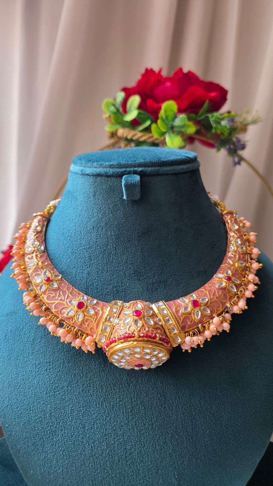 Nooraya Pink Pearl Hasli Choker Set