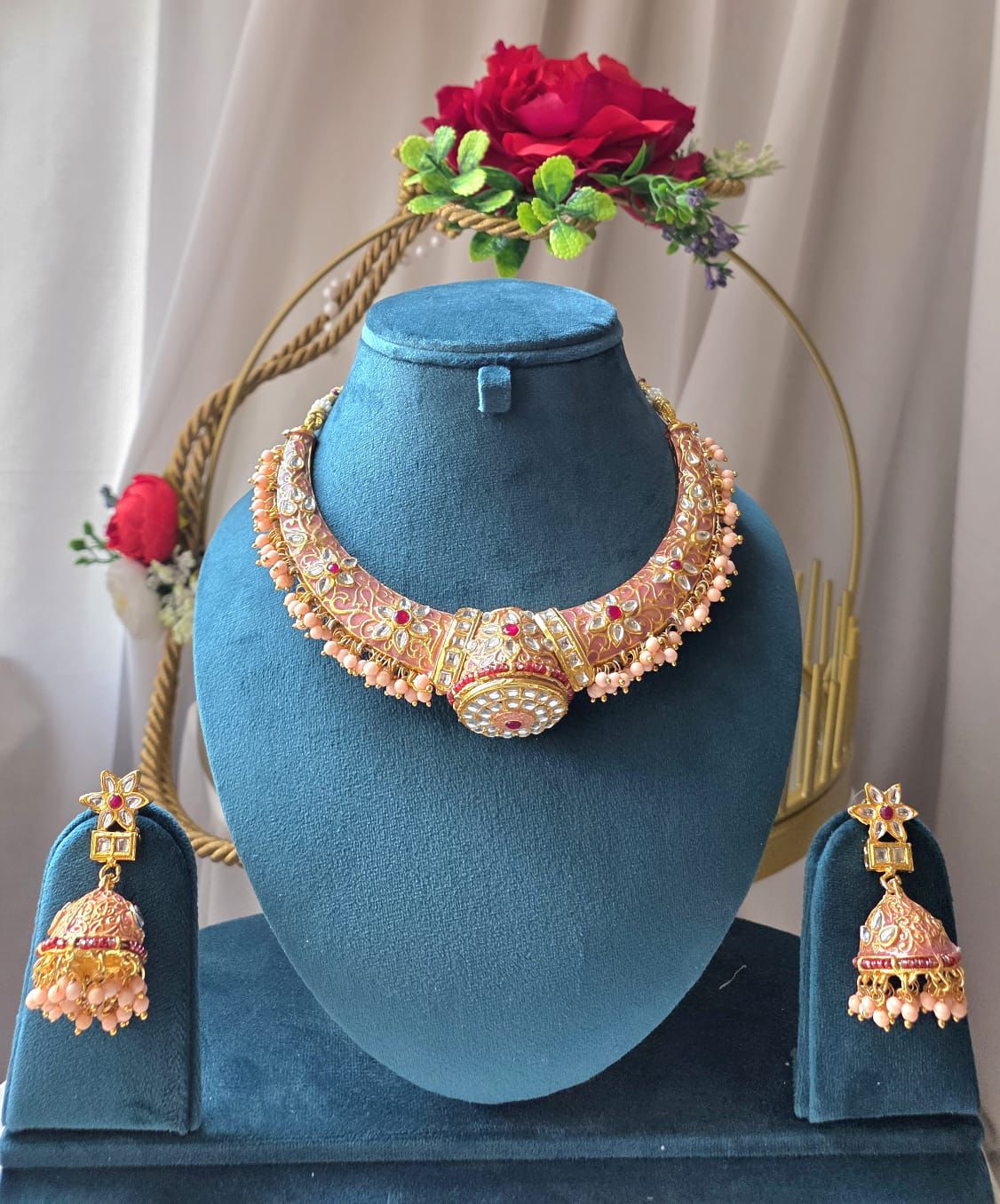 Nooraya Pink Pearl Hasli Choker Set