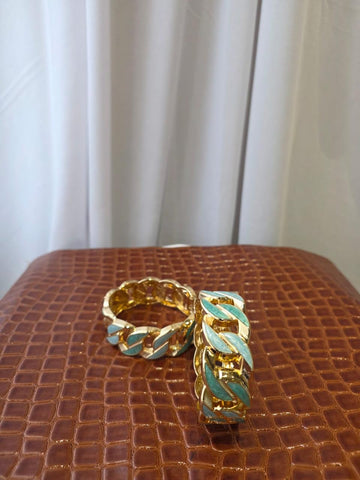 Enamel Chain Cuff Bracelet