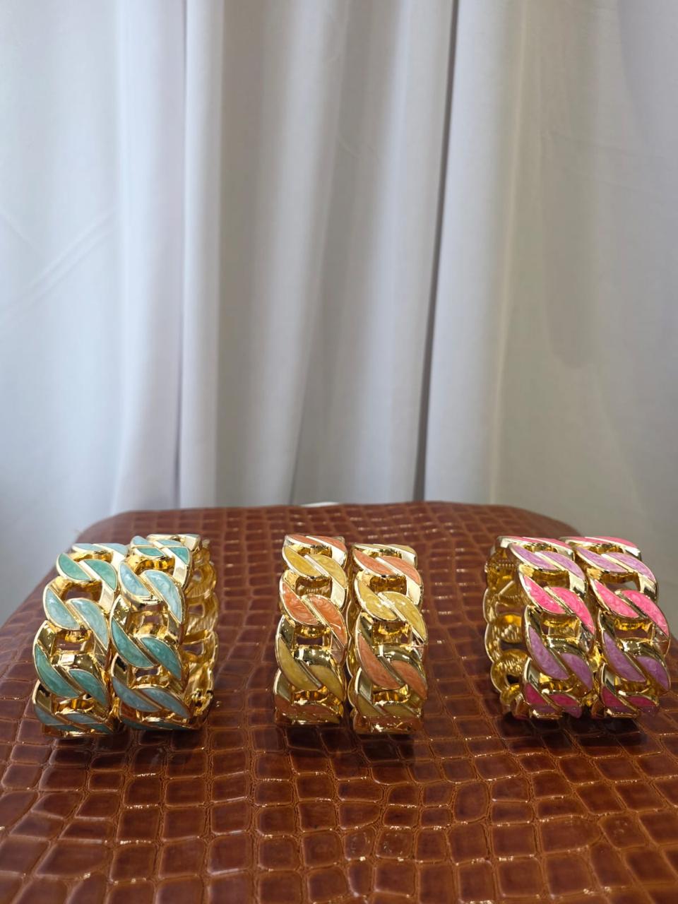 Enamel Chain Cuff Bracelet