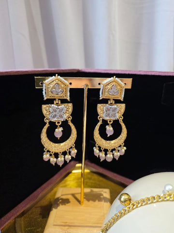 Aarna Temple Chandbali Jhumkas Pink