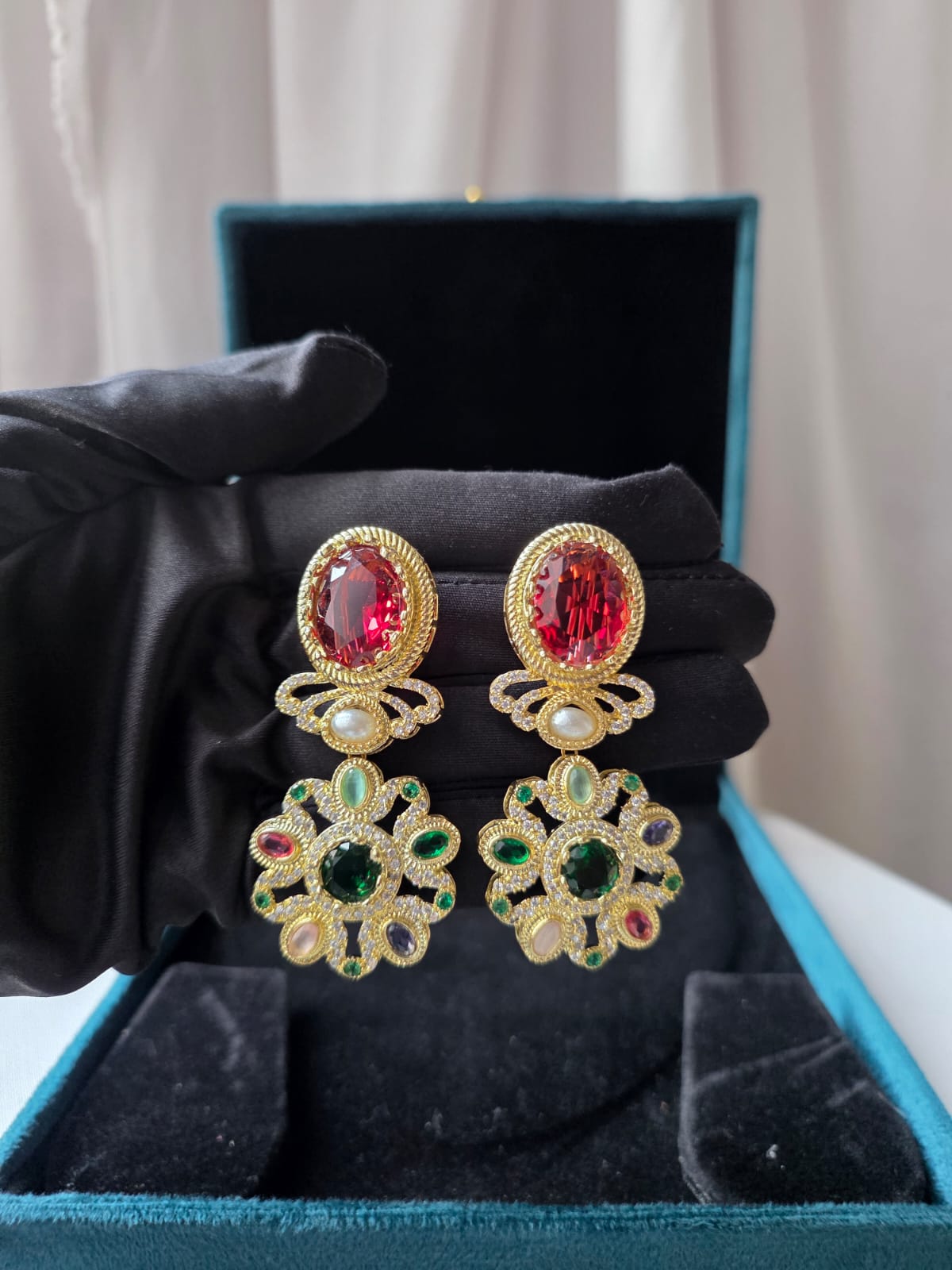 Multicolour Heritage Drop Bloom Earrings