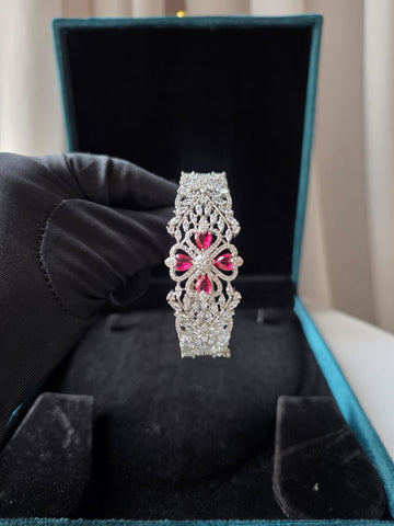 Ruby Floral Diamond Cuff Bracelet
