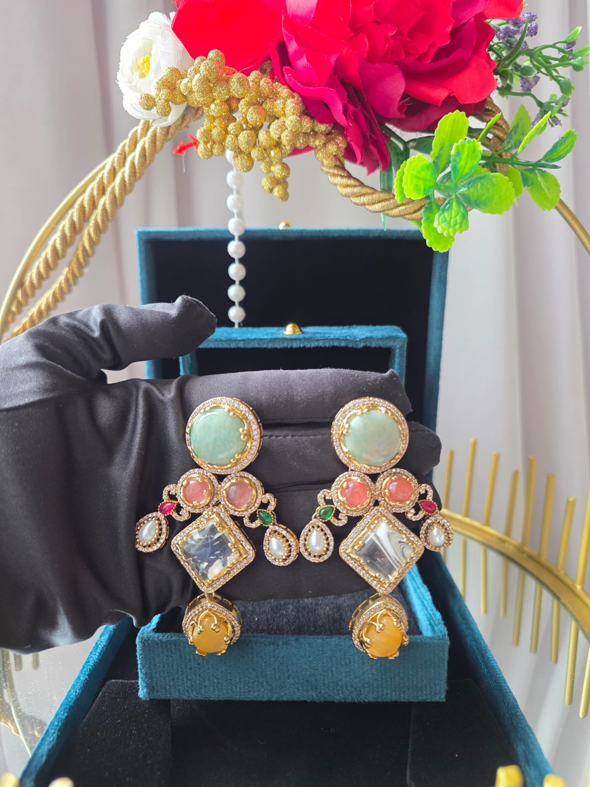 Multicolour Heritage Drop Statement Earrings