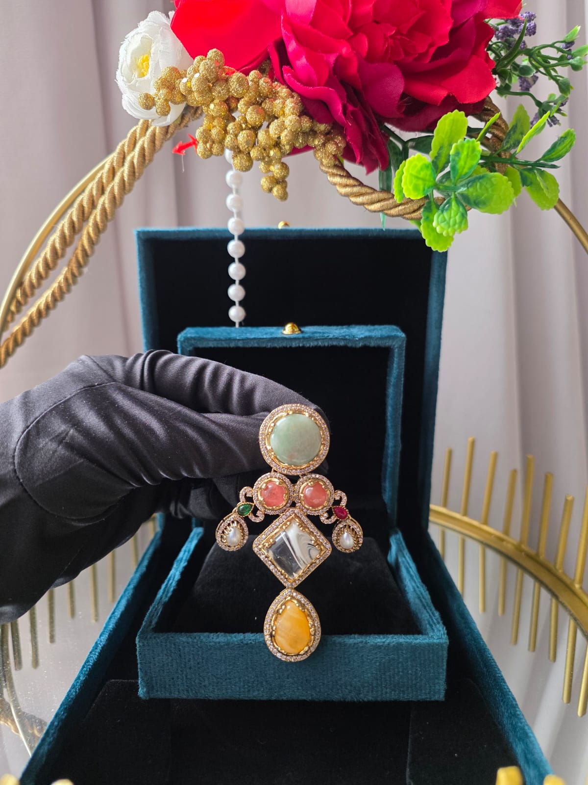 Multicolour Heritage Drop Statement Earrings