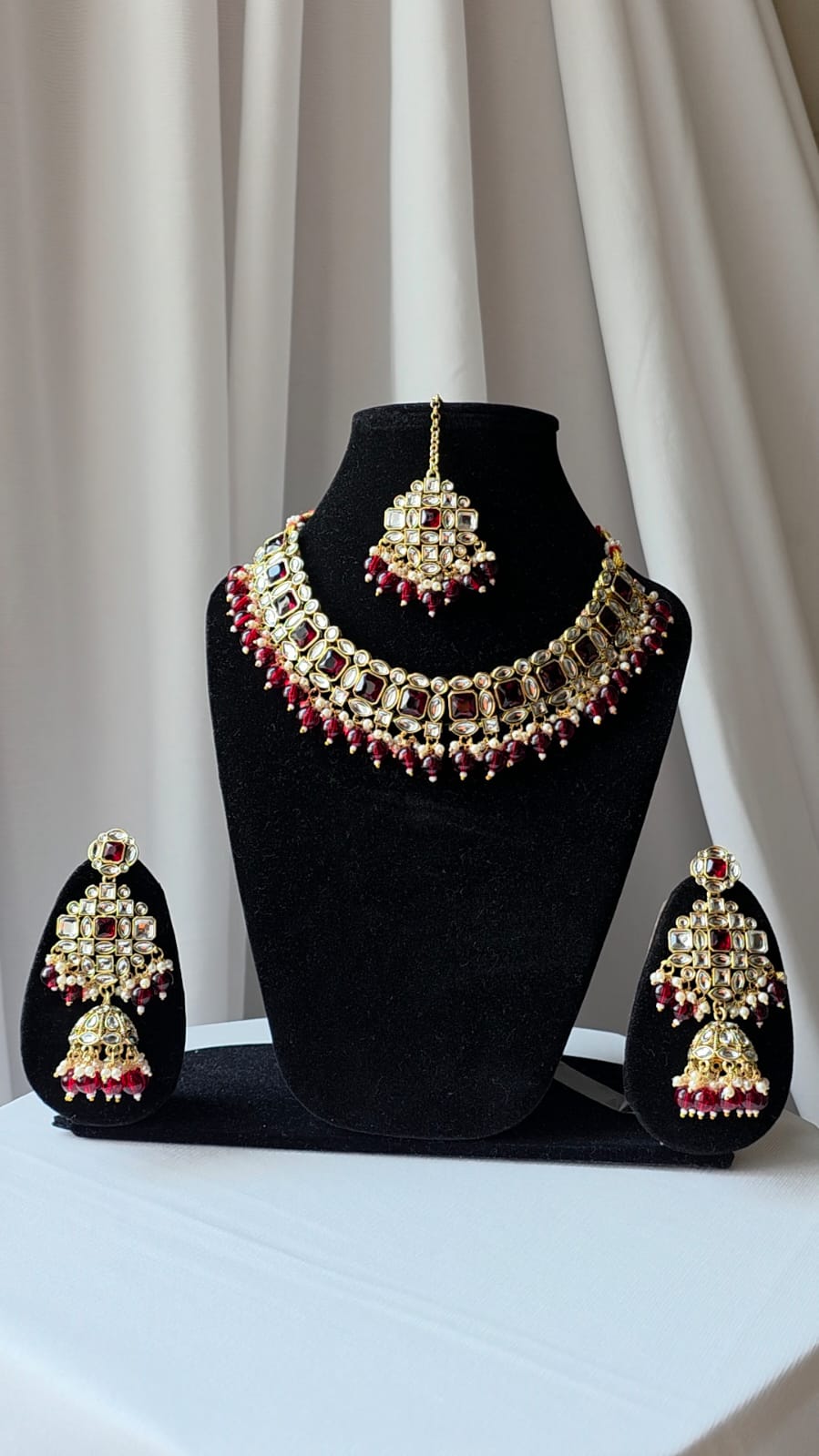 Rani embedded Red Necklace Set