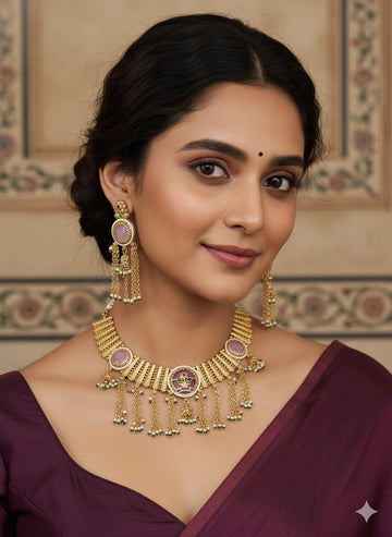 Rajkumari Pink Heritage Choker Set