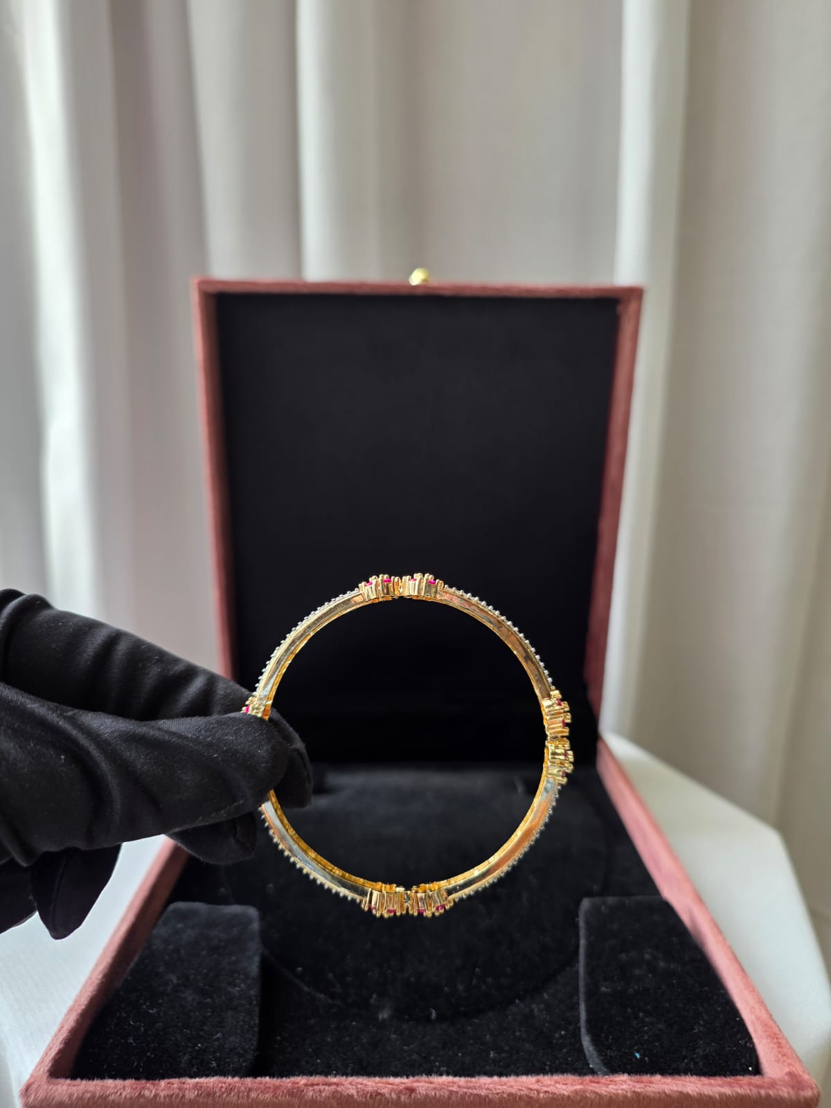 Roselle Diamond Floral Bangle Pair Set