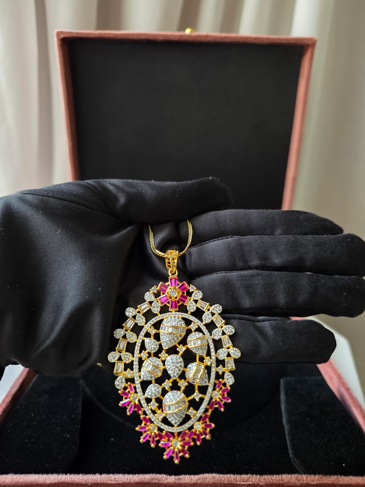 Ruby Bloom Pendant Set