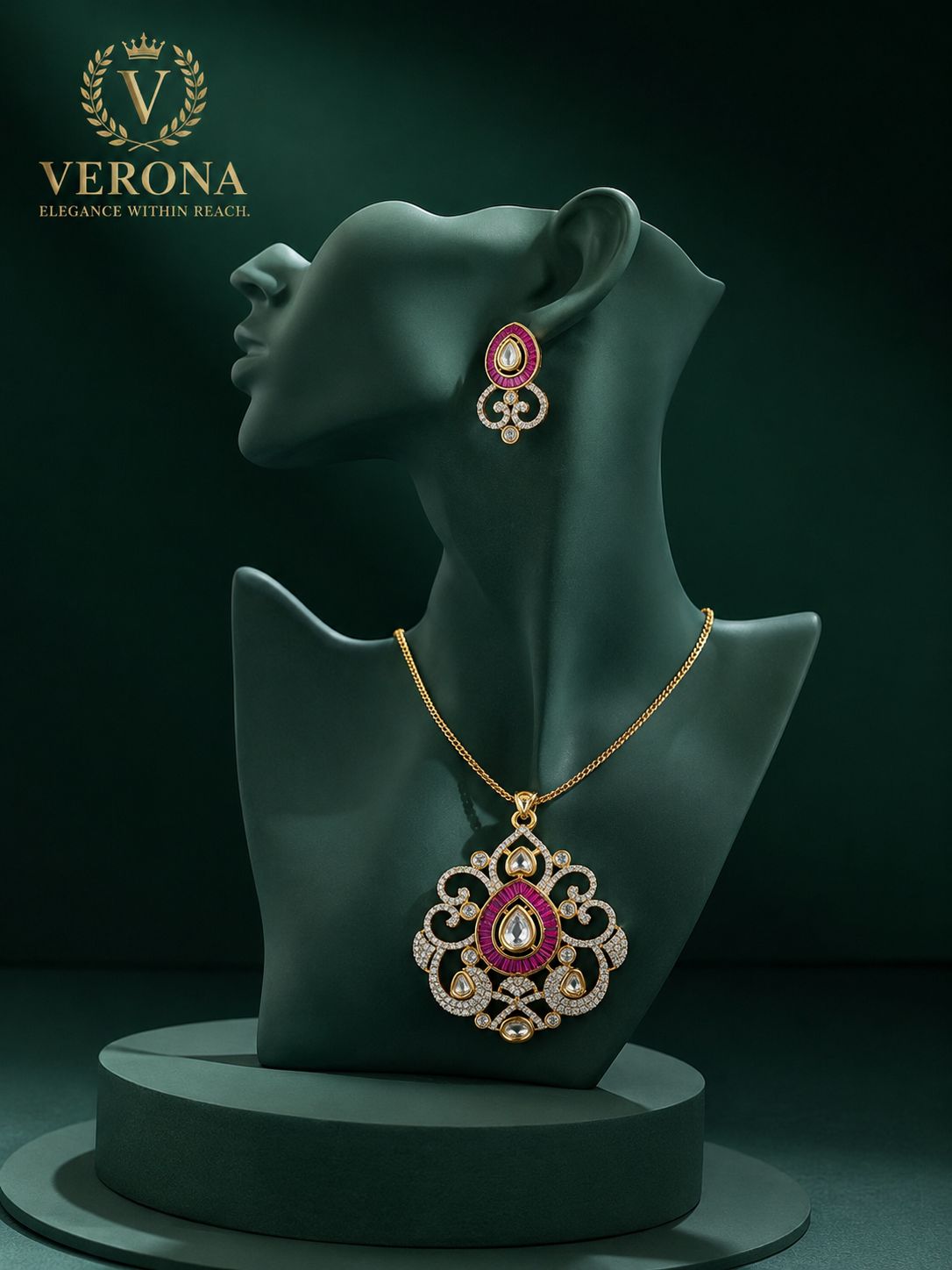 Ruby Swirl Royale Pendant Set