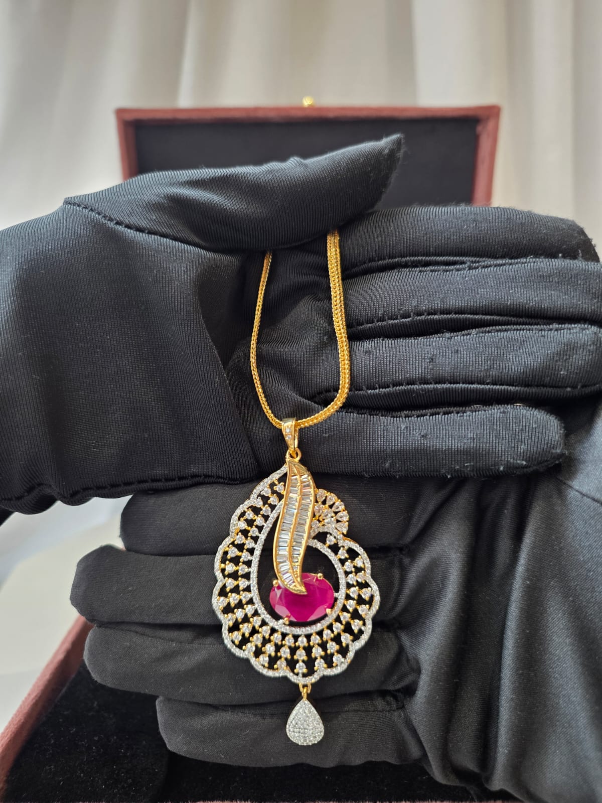 Ruby Crescent Royale Pendant Set