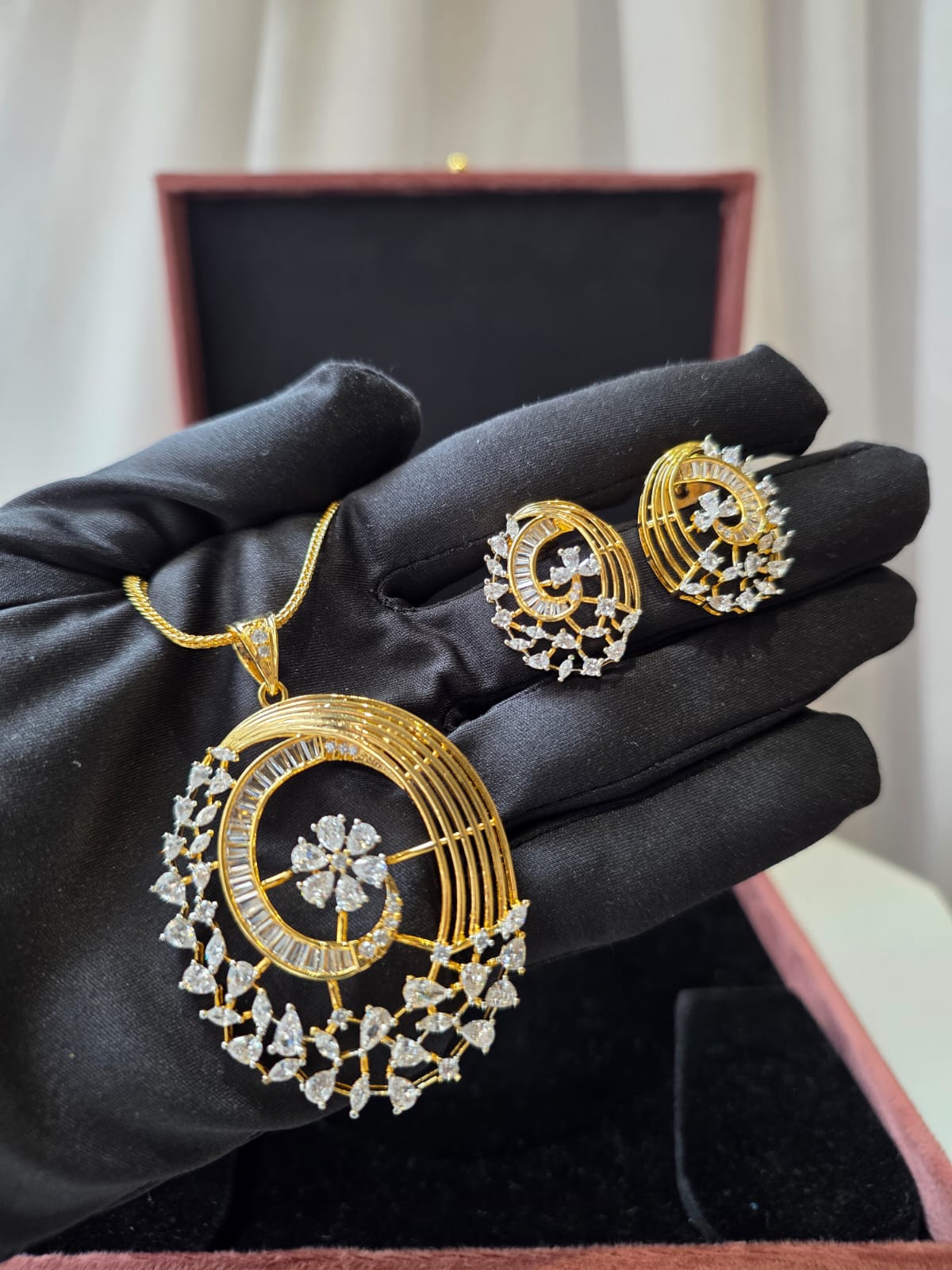 Celestial Floral Spiral Pendant Set