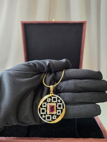 Ruby Geometric Luxe Pendant Set