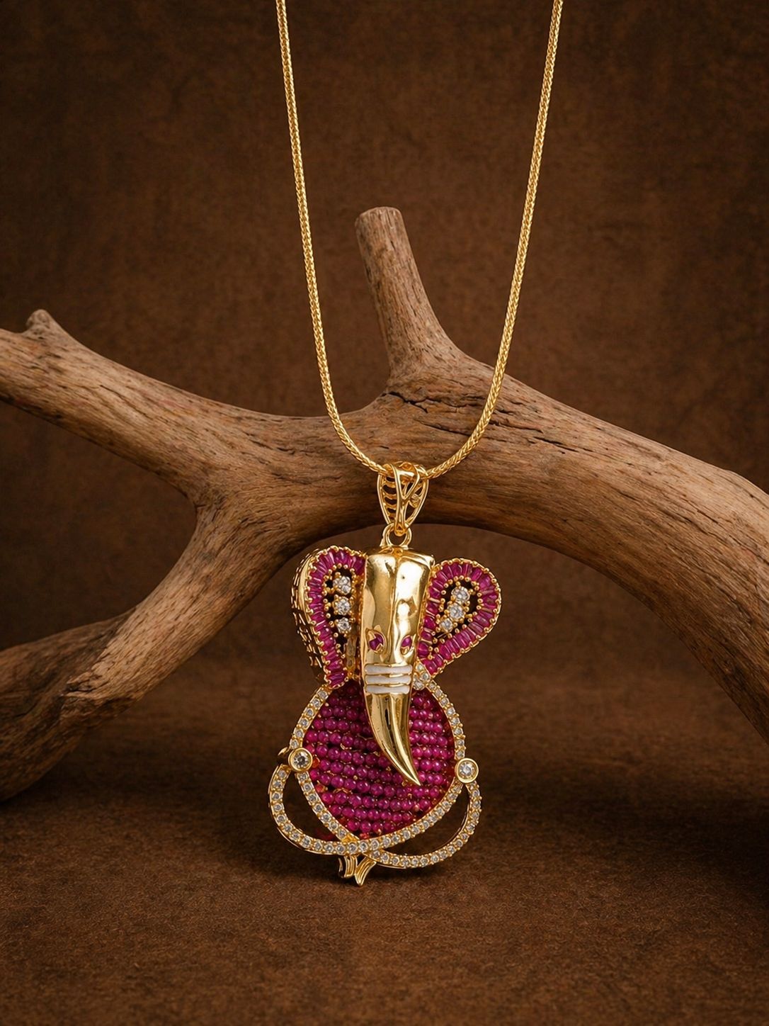 Red Ganesha ji  divine beaded Pendant Set
