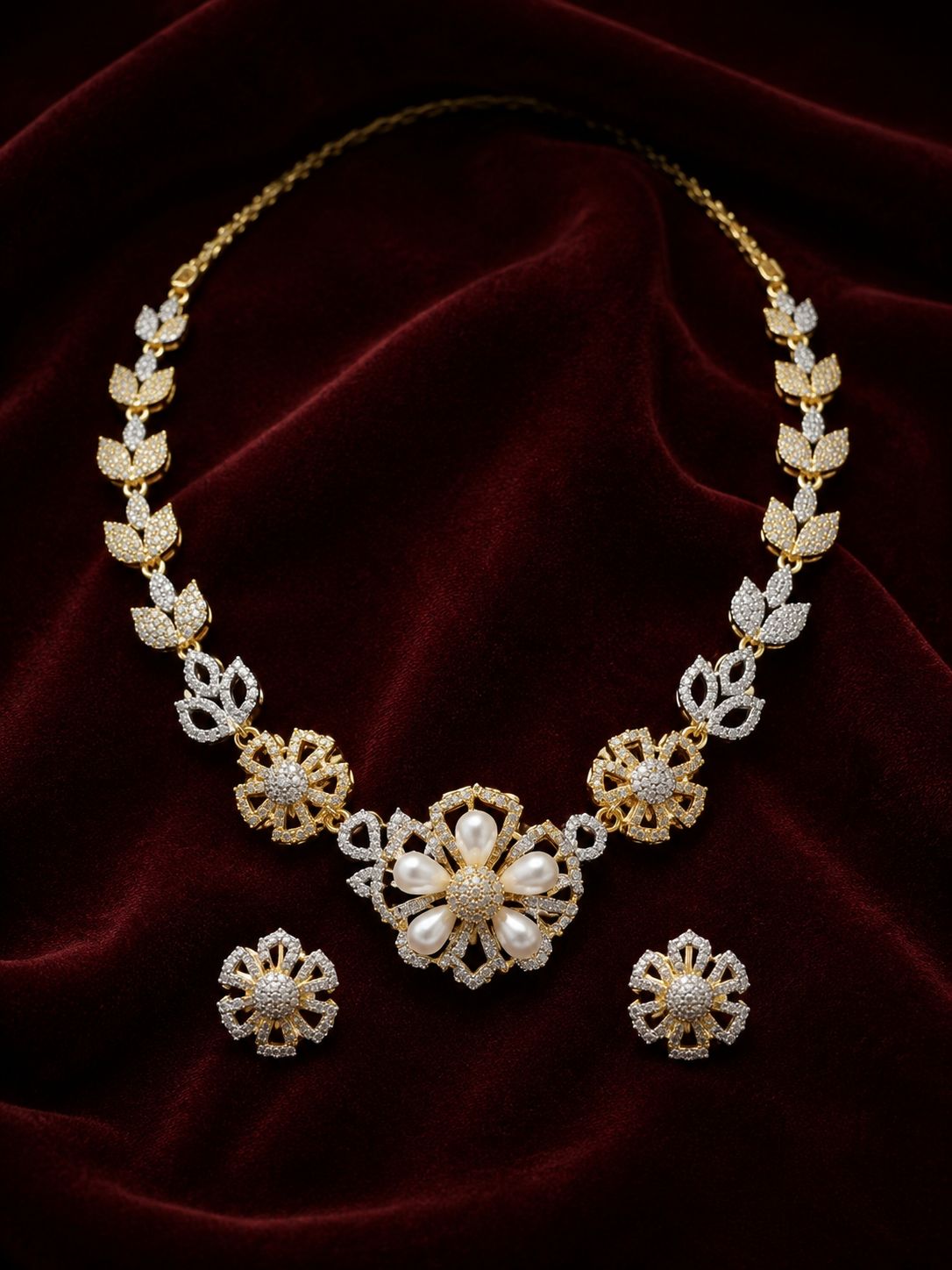 Pearl Bloom Diamond Necklace Set