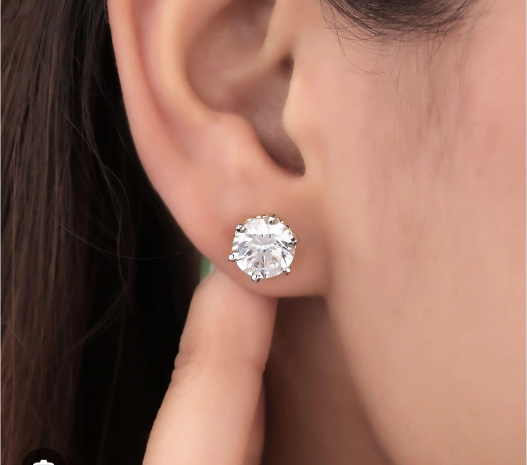 Aurelle Solitaire Studs 925 sterling silver/2 carat