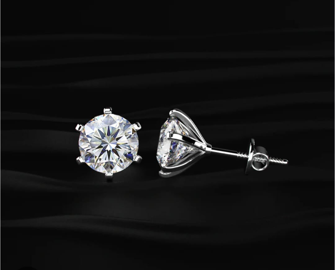 Aurelle solitaire studs 925 sterling silver/ 4 carat pair