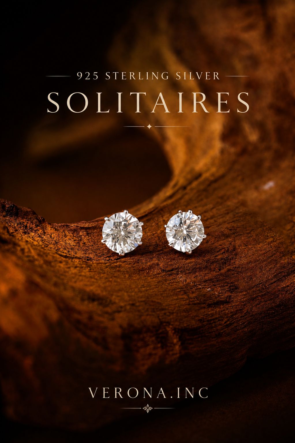 Vorelle Solitaire Studs 925 sterling silver /3 carat