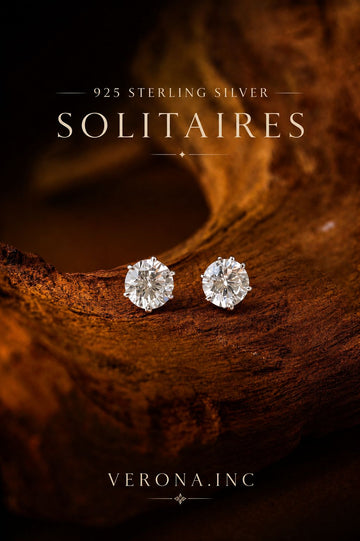 Vorelle Solitaire Studs 925 sterling silver /3 carat