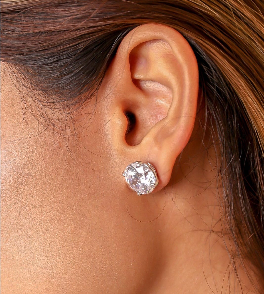 Aurelle solitaire studs 925 sterling silver/ 4 carat pair