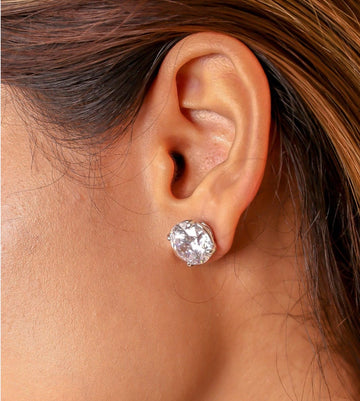 Aurelle solitaire studs 925 sterling silver/ 4 carat pair