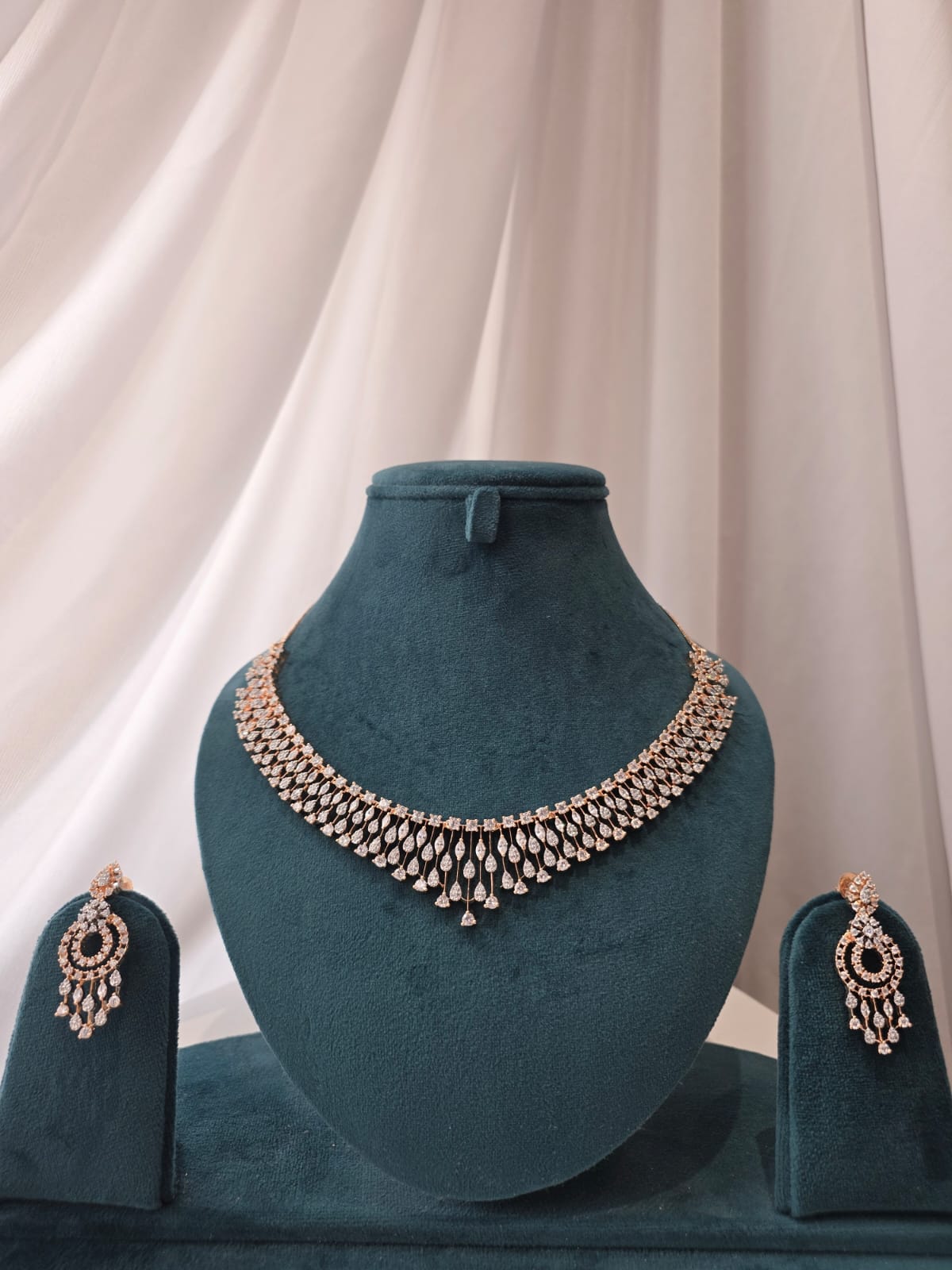 Crystal Cascade Necklace Set