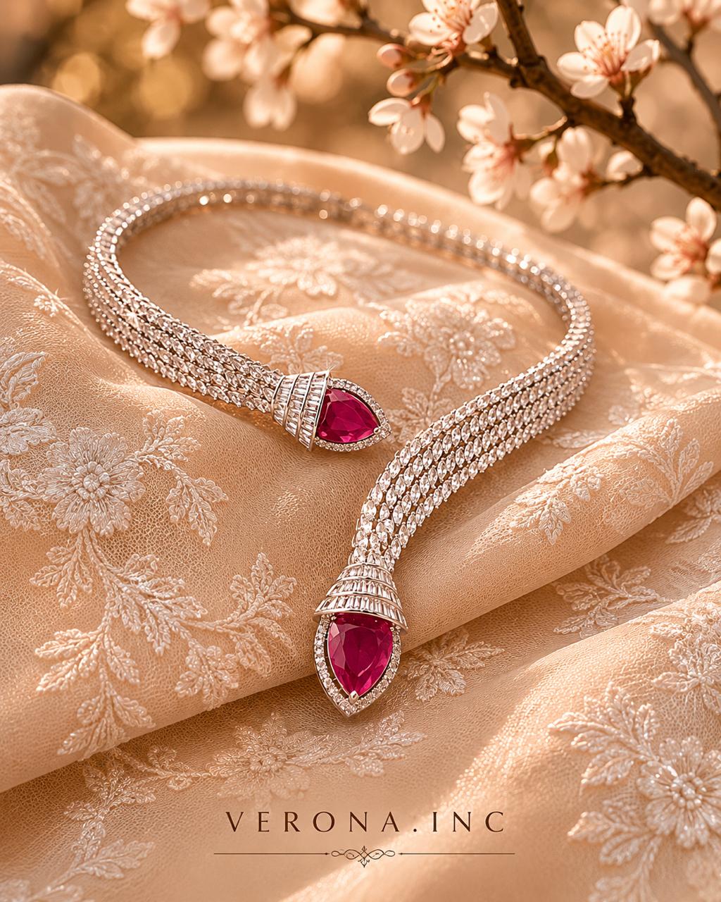 Crimson Floral Cascade Set