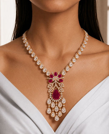 Ruby Vine Diamond Necklace Set