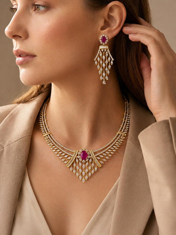 Ruby Lattice Necklace Set