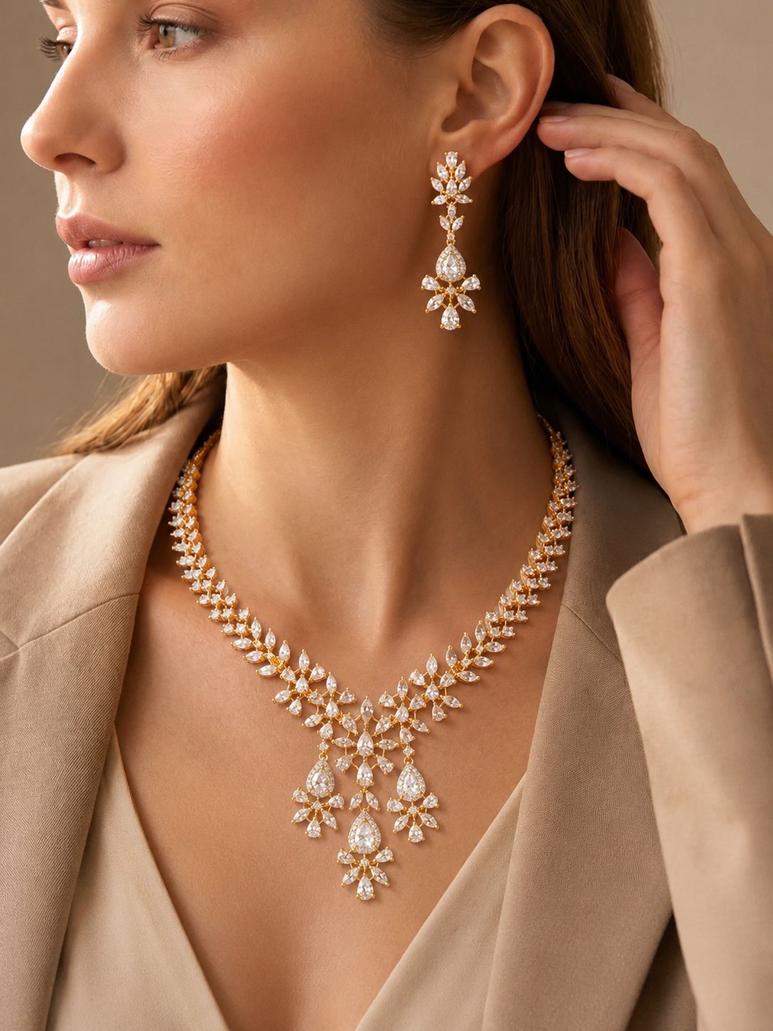 Celeste Dropcross Diamond Necklace Set
