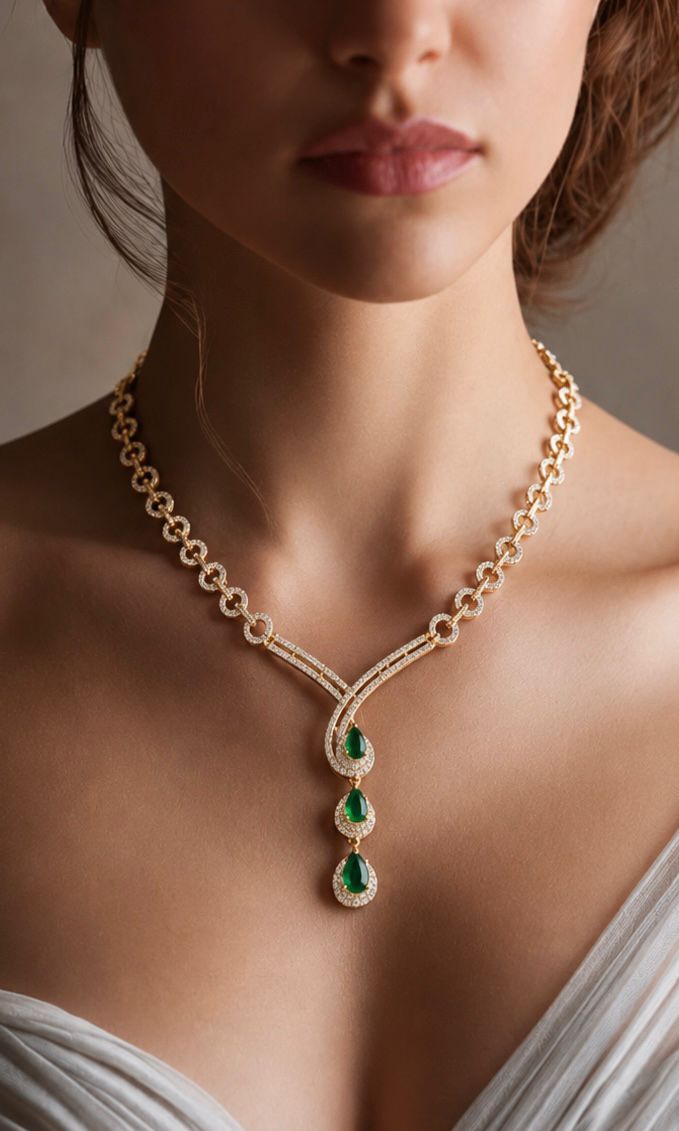 Emerald Loop Necklace Set