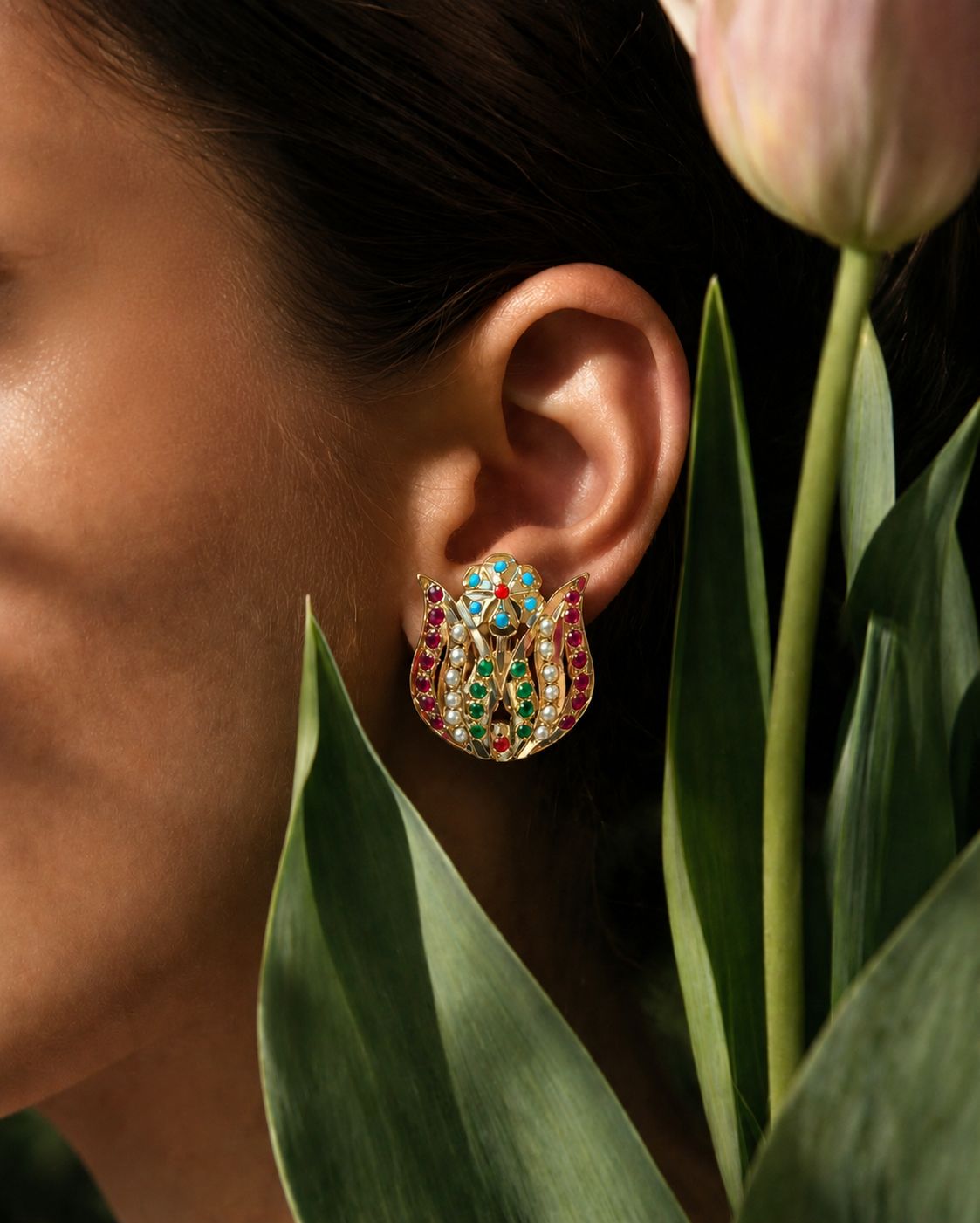 Gulnaar Meenakari Stud Earrings