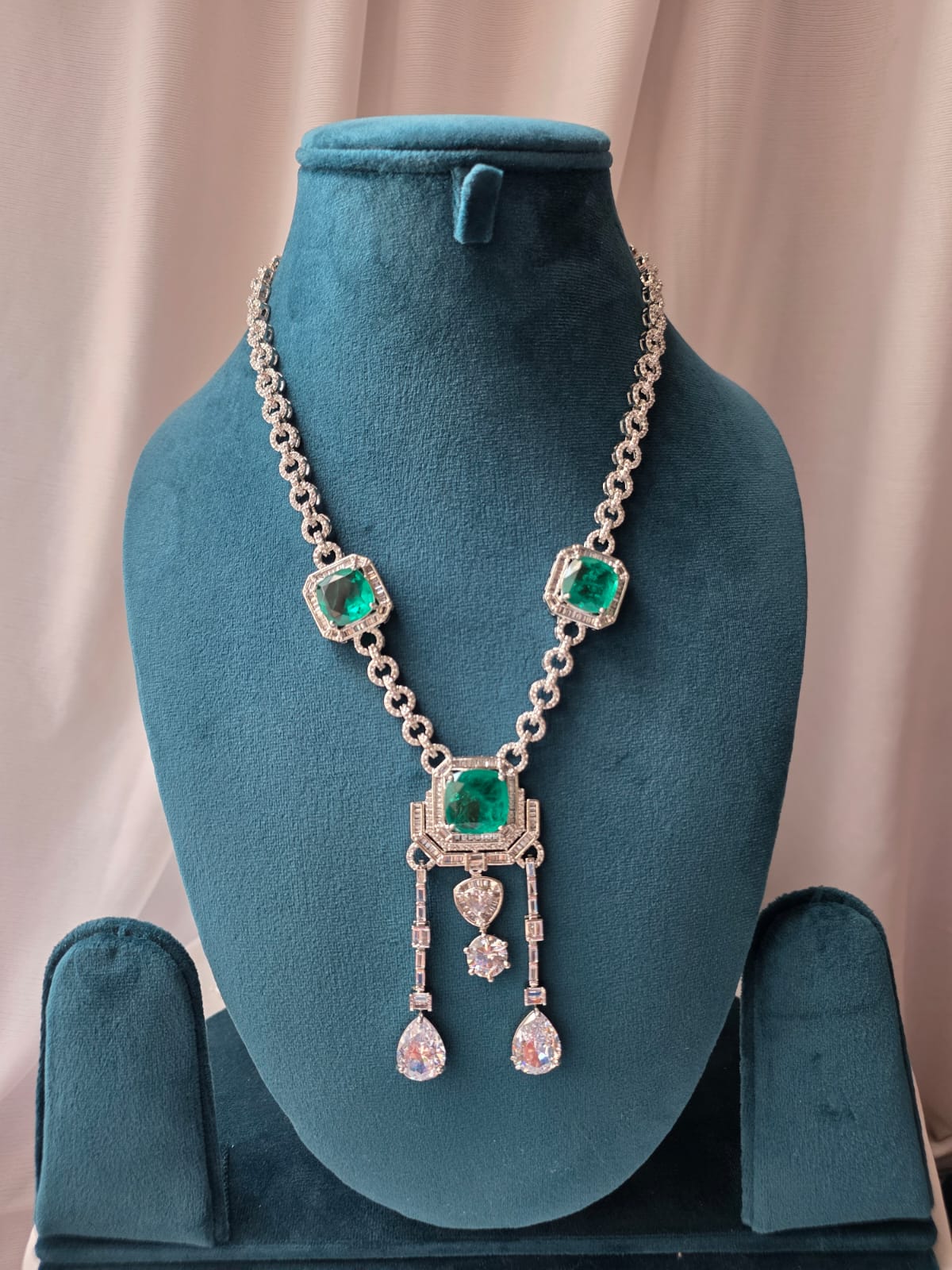 Emerald Tassel Drop Necklace